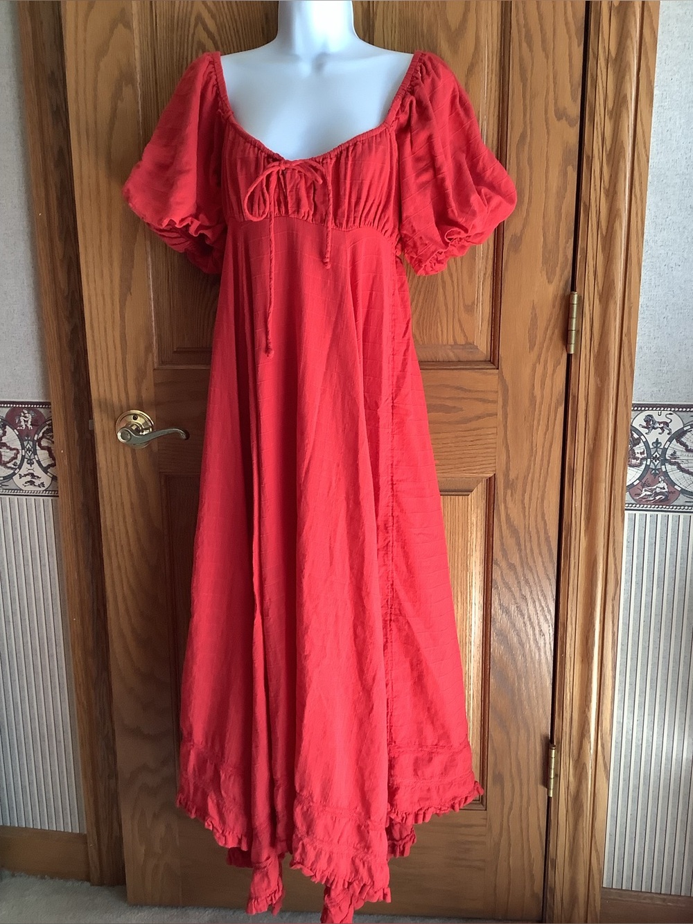 Free People 100% cotton, lined, red dress. XS